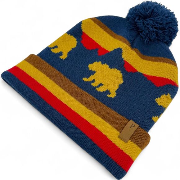 NEW Pendleton Retro Bear Cuffed Beanie Blue/Yellow/Red OS - Picture 1 of 9